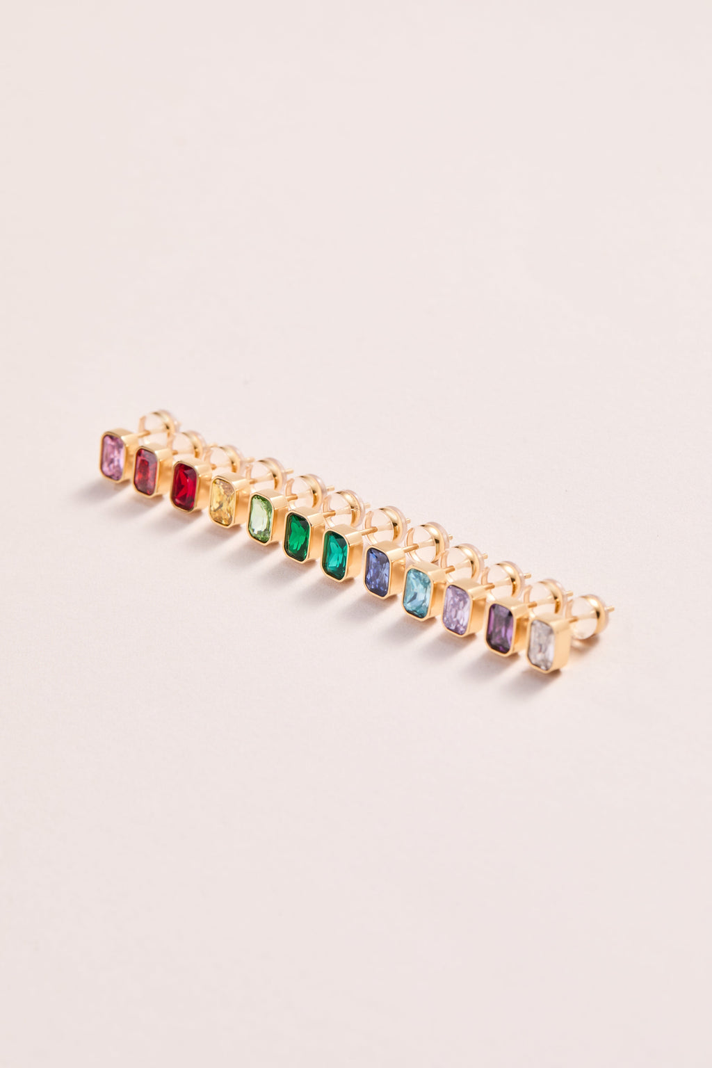 December Emerald-Cut Birthstone Stud Earrings