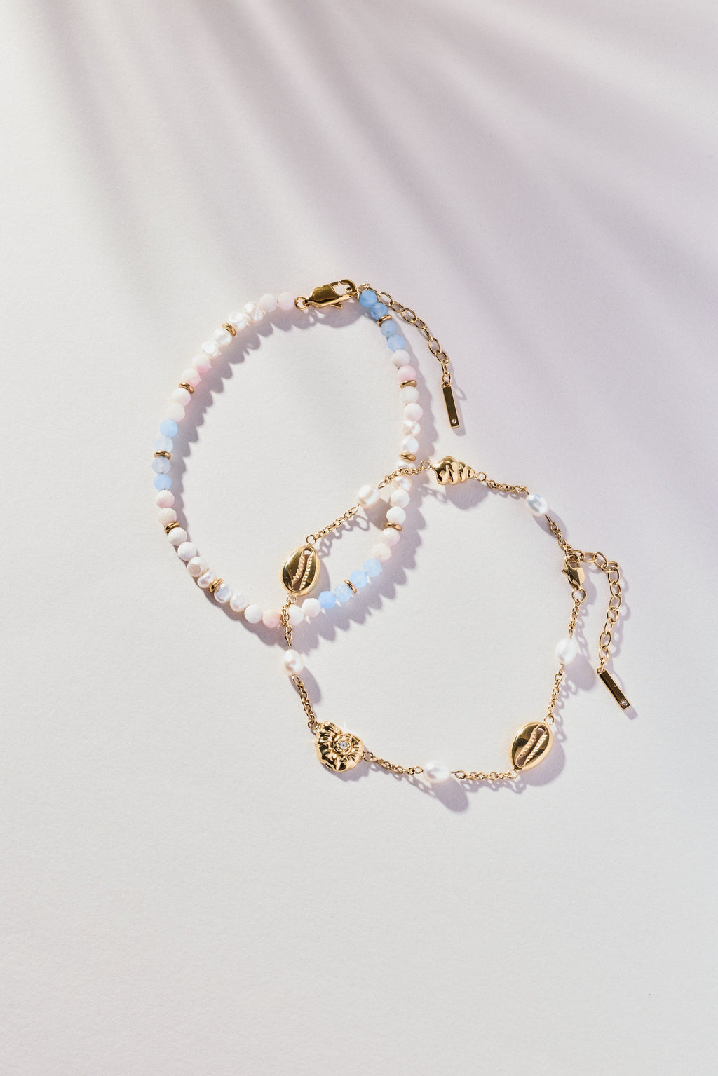 Seashell & Pearl Inline Charm Anklet
