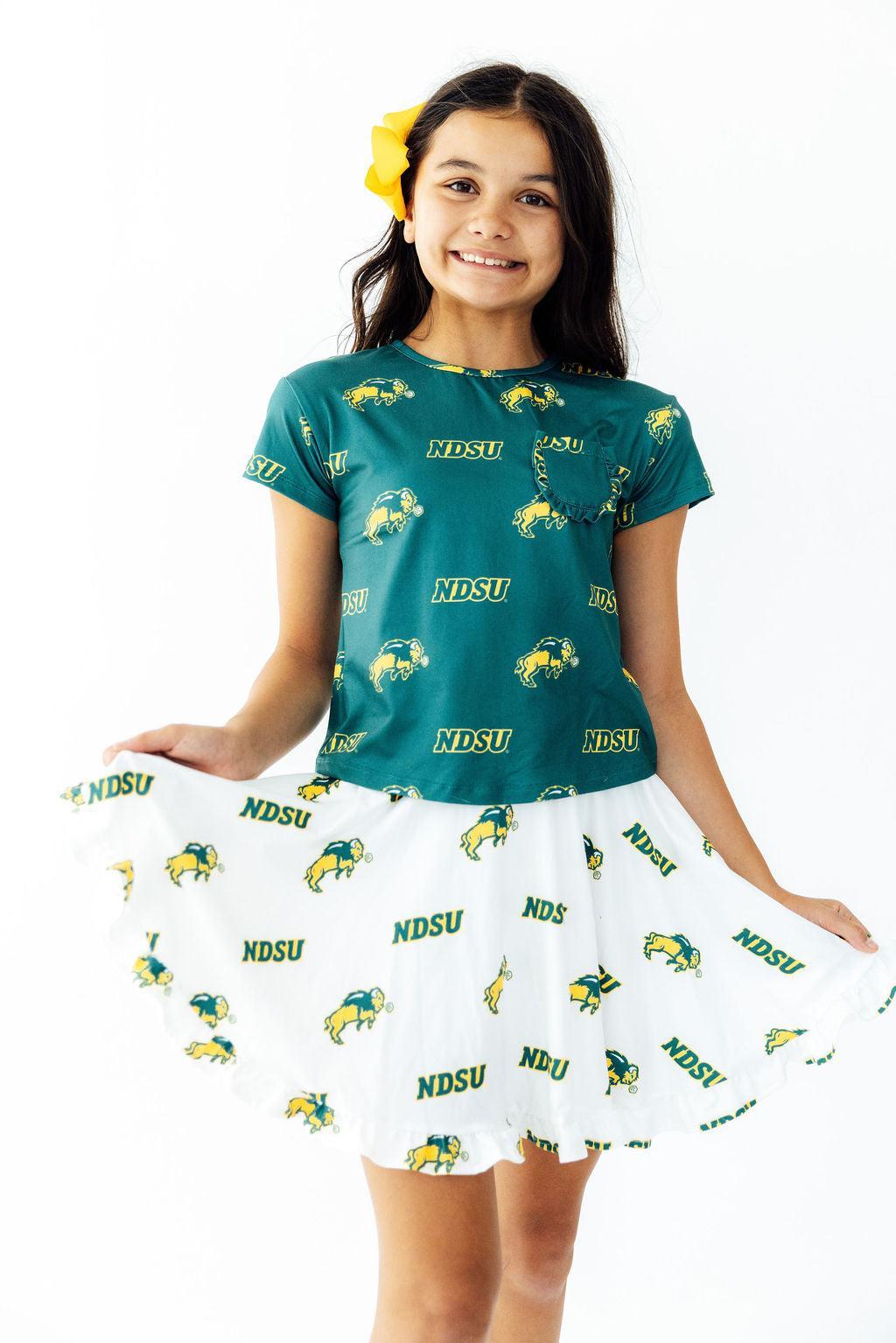 North Dakota State University Green Bison Ruffle Pocket Tee